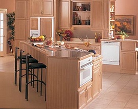 Kitchen with GE appliances strategically placed for Universal Design