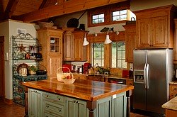 Warm wood countertop island